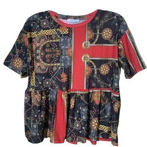 ZARA TRAFALUC BLOUSE TOP SIZE S SHORT SLEEVES MULTICOLORS BARROCO STYLE